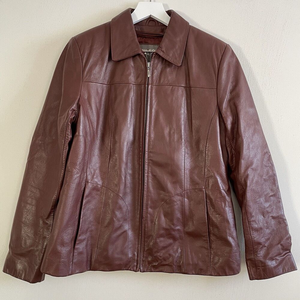 WILSONS LEATHER Womens Red Brown Jacket M Removable Thinsulate Insulation Zipped
